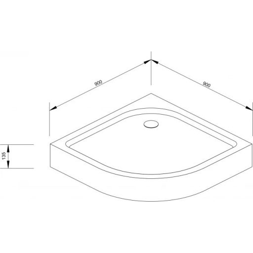 MINOTTI JA 245B Akril Íves Zuhanytálca 900x900x135 mm, Fehér