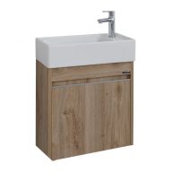   LineART Moon 50 cm Függesztett Mosdószekrény Kerámia Mosdóval – Natúr Tölgy – Nedvességálló