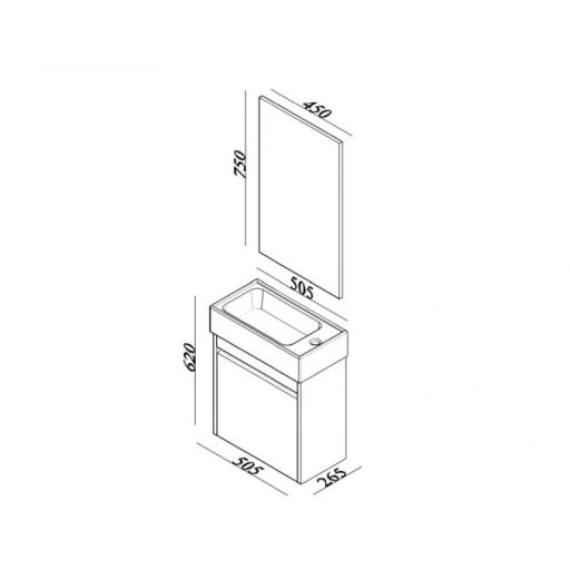 LINEART MOON 500 fehér Modern téglalap alakú fürdőszobai tükör – 45x75 cm