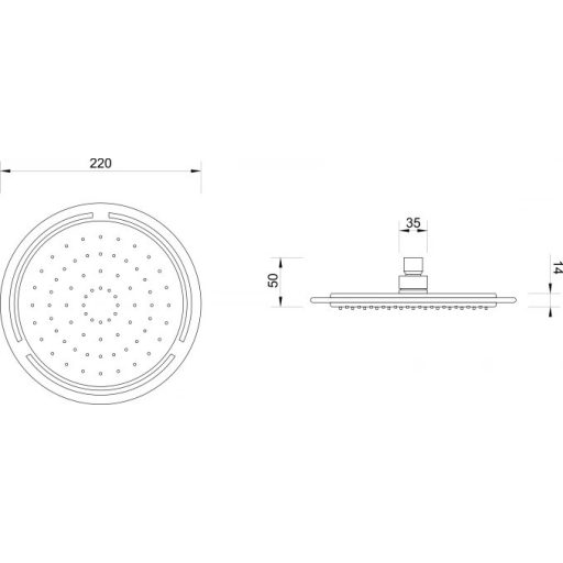 Minotti zuhanyfej kerek kivitelben, 220 mm, króm/fekete