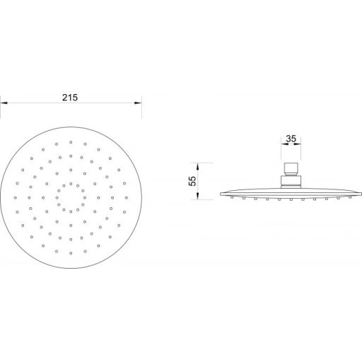 Minotti esőztető zuhanyfej kerek kivitelben, 215 mm, matt fekete