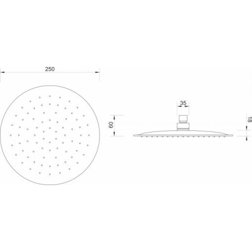 Minotti esőztető zuhanyfej kerek kivitelben, 250 mm, króm