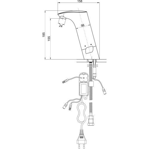 MINOTTI szenzoros mosdócsaptelep 220V/6V T/H