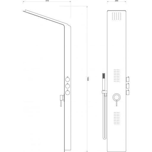 MINOTTI MST-350 Masszázs Zuhanypanel 1500x200x510 mm, Fehér