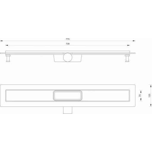 MESATEKNIK LINE Zuhanylefolyó 700 mm, Szigeteléssel, Inox