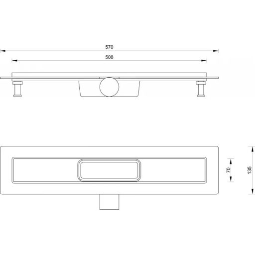 MESATEKNIK QUADRO Zuhanylefolyó 500 mm, Szigeteléssel, Inox