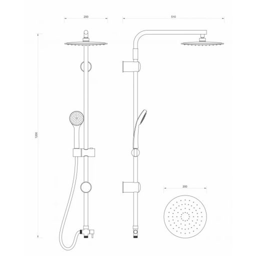 Minotti Viva zuhanyrendszer csapteleppel, króm, Ø200 mm