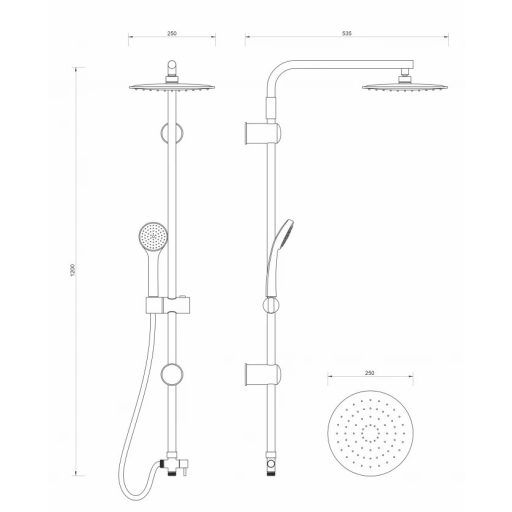 Minotti Viva zuhanyrendszer csapteleppel, króm, Ø250 mm