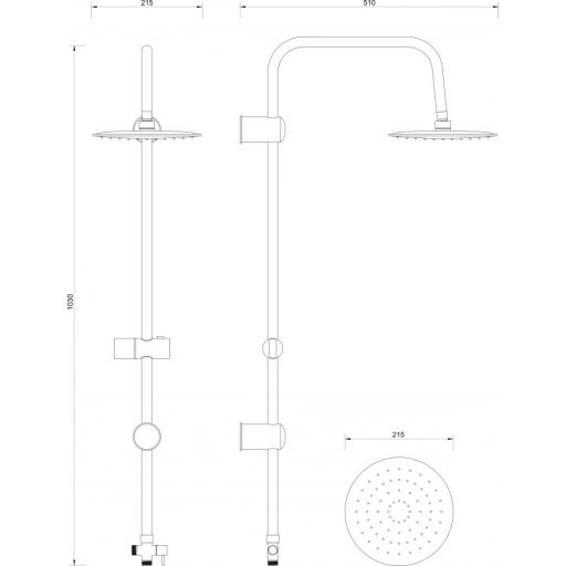Minotti esőztető zuhanyrendszer kerek fejjel, 1030 mm, króm
