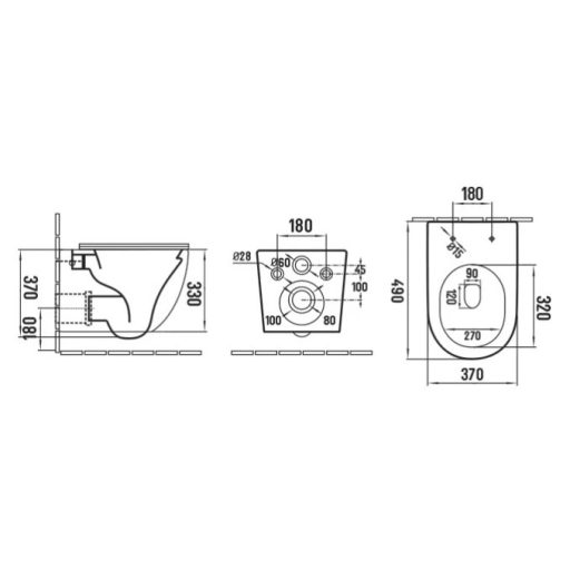 PERLA fali WC rimless, matt fekete, soft-close duroplast WC-ülőkével