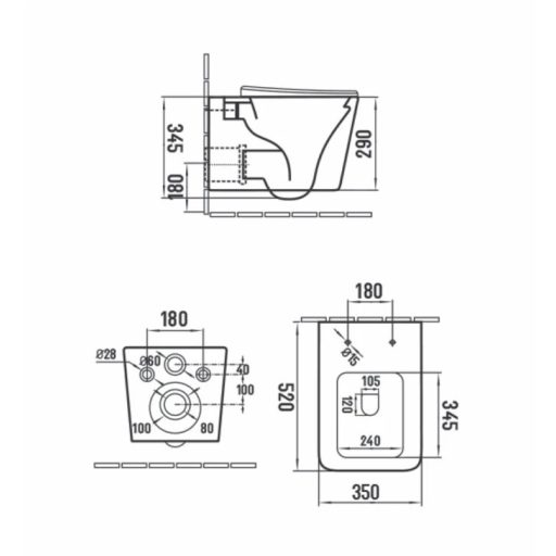 MINOTTI PIANO fali WC rimless 520x350x345 mm, fehér