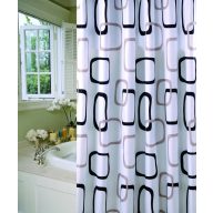   MINOTTI zuhanyfüggöny, 2000x1800 mm, fekete-szürke geometrikus minta