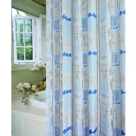   MINOTTI zuhanyfüggöny, 2000x1800 mm, bézs-kék flóra minta