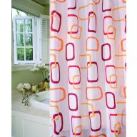   MINOTTI zuhanyfüggöny, 2000x1800 mm, piros-narancs absztrakt minta