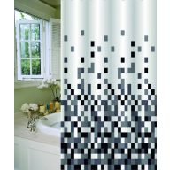   MINOTTI zuhanyfüggöny, 2000x1800 mm, fekete-szürke pixel mozaik