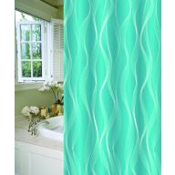   MINOTTI zuhanyfüggöny, 2000x1800 mm, türkizzöld hullámminta