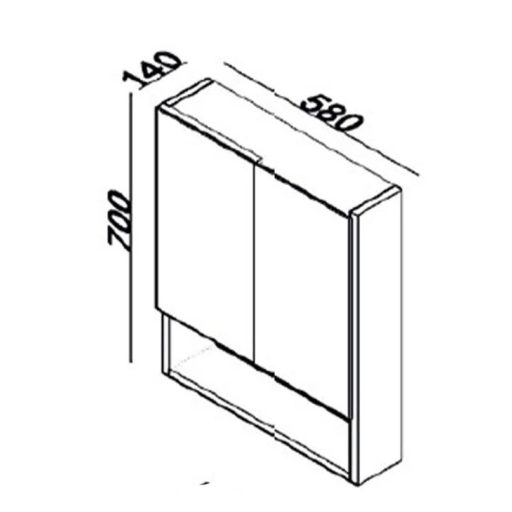 LINEART NOVA 600 tükrös szekrény – 58 cm, Cadiz fa mintázat, nedvességálló