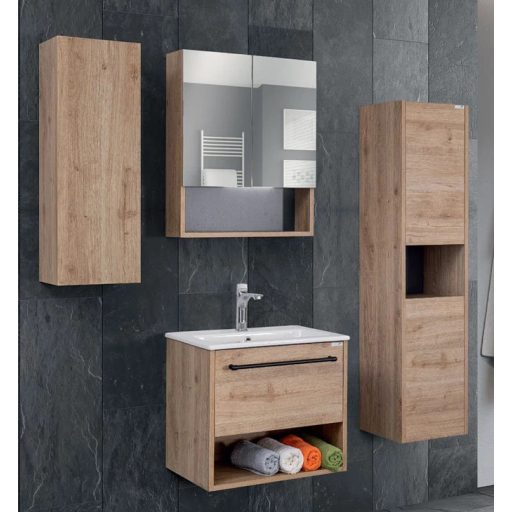 LINEART NOVA 600 tükrös szekrény – 58 cm, Cadiz fa mintázat, nedvességálló