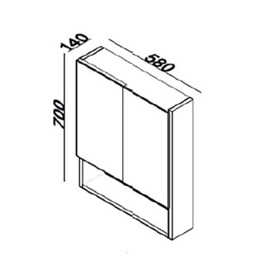 LINEART NOVA 600 fehér Kétszárnyas tükrös fürdőszoba szekrény Soft Close funkcióval – 58x70 cm