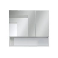   LINEART NOVA 800 fehér Kétszárnyas tükrös fürdőszoba szekrény Soft Close funkcióval – 78x70 cm