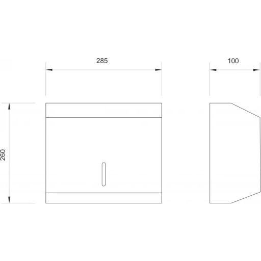 PROCLEAN 260 x 285 x 100 mm hajtogatott kéztörlő adagoló – Fényes inox (Polished silver)