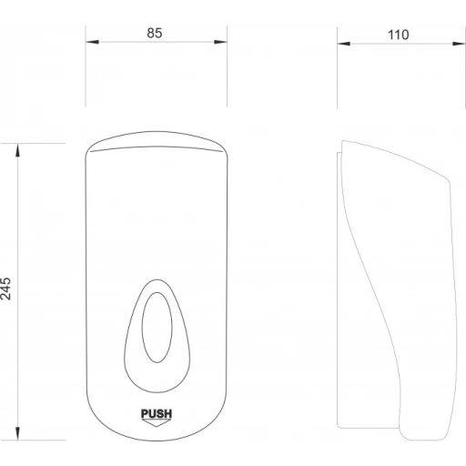 PROCLEAN automata fali szappanadagoló, 1000 ml, fényes fekete ABS műanyag