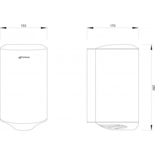 PROCLEAN OPAL fekete automata kézszárító 1150W, (rozsdamentes acél)