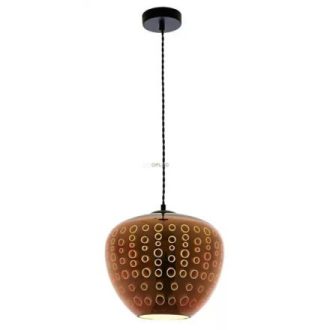   Optonica PD9022 3D Üveg Függesztett Csillár – Réz Kör Mintás Design Lámpa (E27, Ø290mm)
