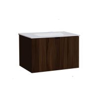   LineART Piedra 60 cm Függesztett Mosdószekrény Kerámia Mosdóval – Sötét Dió – Nedvességálló