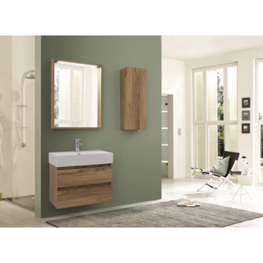 LINEART PLAZA Legnano vertikális fürdőszoba szekrény – 30x85 cm, fa mintázat, nedvességálló