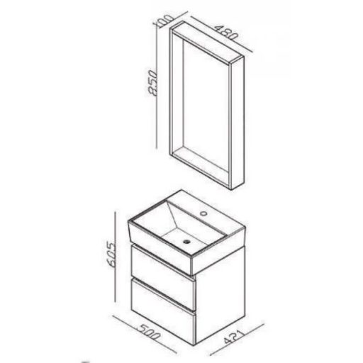 LineART PLAZA 500 Legnano fürdőszoba szett – 50 cm | Világos Tölgy, Nedvességálló