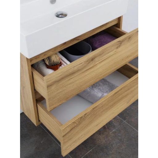 LineART PLAZA 600 Legnano mosdószekrény – 60 cm | Világos Tölgy, Nedvességálló