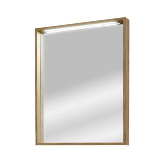   LINEART PLAZA 700 Modern LED-es fürdőszobai tükör – Világos Legnano tölgy, 65x85 cm