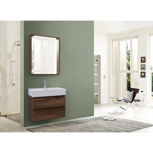 LINEART PLAZA 700 Modern LED-es fürdőszobai tükör – Navarro dió, 65x85 cm