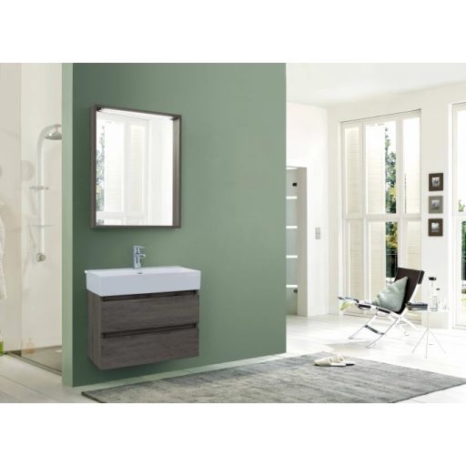 LINEART PLAZA 700 Modern LED-es fürdőszobai tükör –  tölgy, 65x85 cm