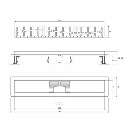 PROFIL M WAVE 500 Zuhanylefolyó, 500 mm, Arany