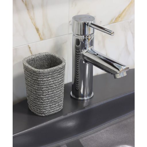 Minotti sötétszürke kötött mintás kerámia fogkefetartó pohár