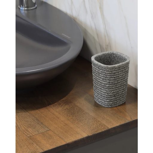 Minotti sötétszürke kötött mintás kerámia fogkefetartó pohár