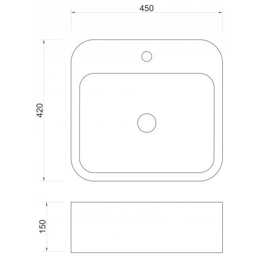 MINOTTI pultra helyezhető márványmosdó 450x420x150 mm, bézs