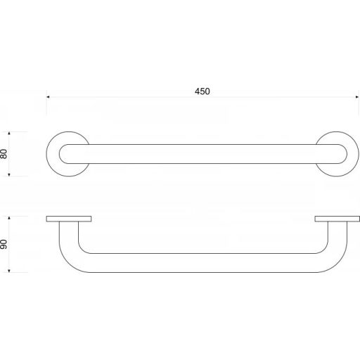 MINOTTI egyenes kapaszkodó mozgássérülteknek, 450 mm, króm