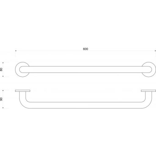MINOTTI egyenes kapaszkodó mozgássérülteknek, 600 mm, króm