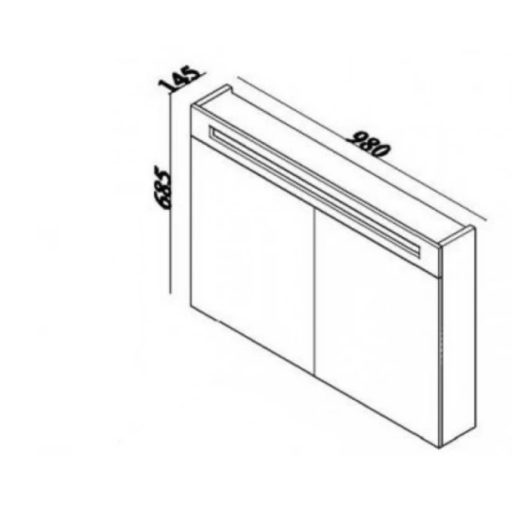 LineART SHARP 1000 Sardes tükörszekrény – 98 cm | LED világítással, Nedvességálló