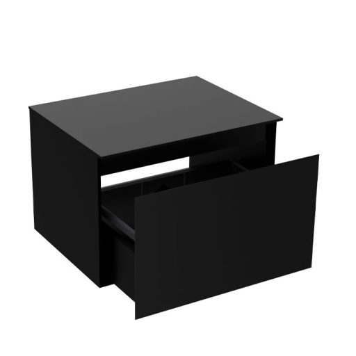 LineART TISA 61 cm Függesztett Mosdószekrény Fekete Pulttal – Matt Fekete – Nedvességálló