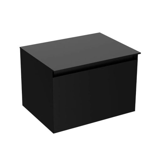 LineART TISA 61 cm Függesztett Mosdószekrény Fekete Pulttal – Matt Fekete – Nedvességálló