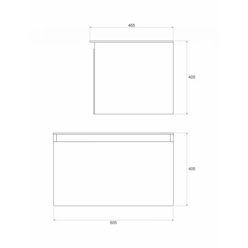 LineART TISA 61 cm Függesztett Mosdószekrény Fekete Pulttal – Matt Fekete – Nedvességálló
