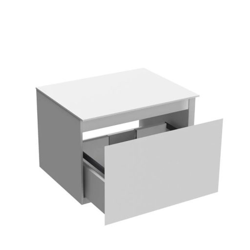 LineART TISA 60 cm Függesztett Mosdószekrény Fehér Pulttal – Matt Fehér – Nedvességálló