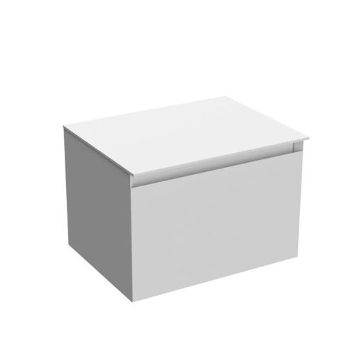 LineART TISA 60 cm Függesztett Mosdószekrény Fehér Pulttal – Matt Fehér – Nedvességálló