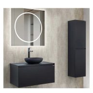   LineART TISA 81 cm Függesztett Mosdószekrény Fekete Pulttal – Matt Fekete – Nedvességálló