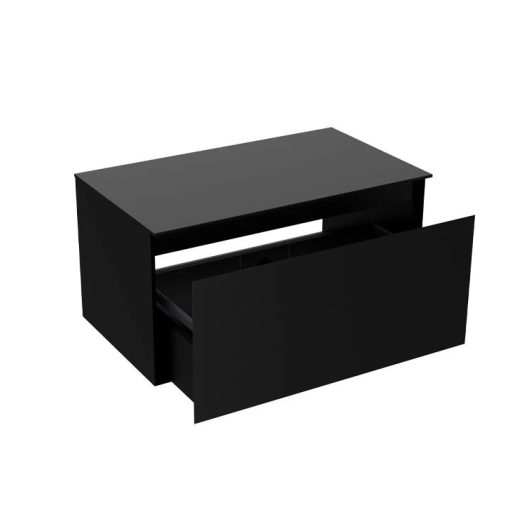 LineART TISA 81 cm Függesztett Mosdószekrény Fekete Pulttal – Matt Fekete – Nedvességálló