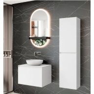   LineART TISA 81 cm Függesztett Mosdószekrény Fehér Pulttal – Matt Fehér – Nedvességálló